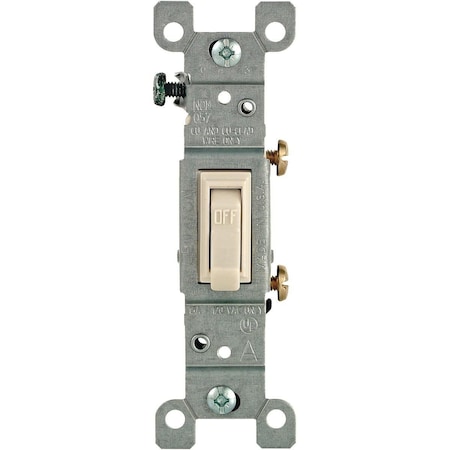 Leviton Residential Grade 15 Amp Toggle Single Pole Grounded Switch, Light Almond 208-01451-02T
